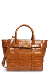 Mini Zipped Bayswater Croc Embossed Leather Satchel